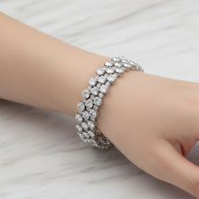 Load image into Gallery viewer, Tennis Heart Crystal CZ Silver Memory Wire Bracelet
