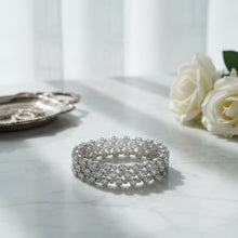 Load image into Gallery viewer, Tennis Heart Crystal CZ Silver Memory Wire Bracelet
