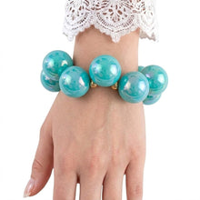 Load image into Gallery viewer, Aqua Blue Marble Bubble Ball Bead Bracelet
