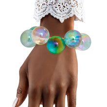Load image into Gallery viewer, Bracelet Blue Green Iridescent Bubble Ball Bead
