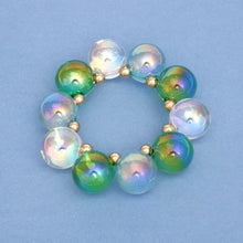 Load image into Gallery viewer, Bracelet Blue Green Iridescent Bubble Ball Bead
