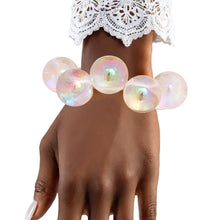 Load image into Gallery viewer, Bracelet Clear Iridescent Bubble Ball Bead Gold
