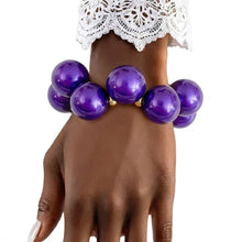 Load image into Gallery viewer, Dark Purple Marble Bubble Ball Bead Bracelet
