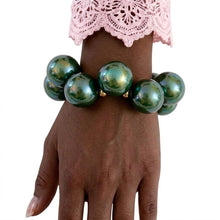 Load image into Gallery viewer, Olive Green Marble Bubble Ball Bead Bracelet
