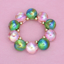 Load image into Gallery viewer, Bracelet Pink Green Iridescent Bubble Ball Bead
