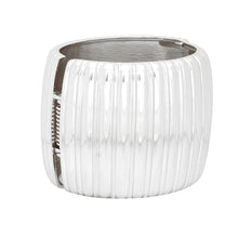 Load image into Gallery viewer, Cuff Silver Sculptural Ribbed Wide Hinge Bracelet
