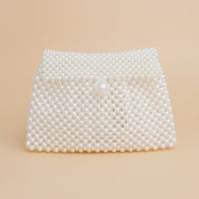 Load image into Gallery viewer, Evening Clutch Cream Pearl Woven Handmade Flap Bag
