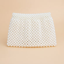 Load image into Gallery viewer, Evening Clutch Cream Pearl Woven Handmade Flap Bag
