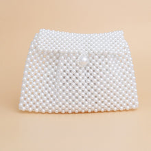 Load image into Gallery viewer, Evening Clutch White Pearl Woven Handmade Flap Bag
