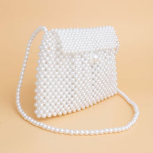 Load image into Gallery viewer, Evening Clutch White Pearl Woven Handmade Flap Bag
