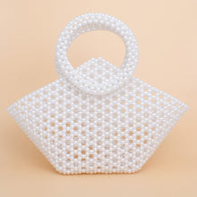 Load image into Gallery viewer, Top Handle Trapeze White Pearl Woven Handbag Bag
