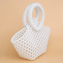 Load image into Gallery viewer, Top Handle Trapeze White Pearl Woven Handbag Bag
