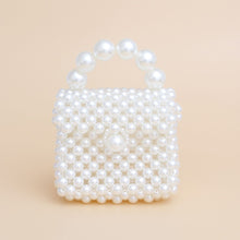 Load image into Gallery viewer, Micro Top Handle Cream Pearl Woven Handmade Bag
