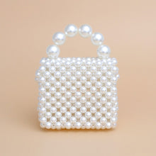 Load image into Gallery viewer, Micro Top Handle Cream Pearl Woven Handmade Bag
