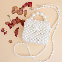 Load image into Gallery viewer, Micro Top Handle Cream Pearl Woven Handmade Bag
