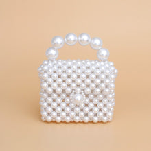 Load image into Gallery viewer, Micro Top Handle White Pearl Woven Handmade Bag
