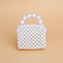 Load image into Gallery viewer, Micro Top Handle White Pearl Woven Handmade Bag
