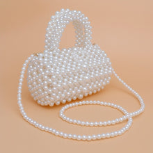 Load image into Gallery viewer, Barrel Bag Luminous Cream Pearl Woven Handbag
