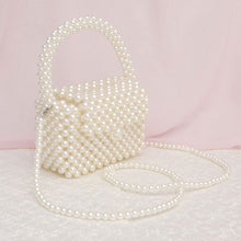 Load image into Gallery viewer, Top Handle Retro Luxe Cream Pearl Flap Handbag
