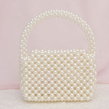 Load image into Gallery viewer, Top Handle Retro Luxe Cream Pearl Flap Handbag
