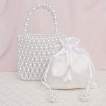 Load image into Gallery viewer, Top Handle Vintage Woven White Pearl Crossbody Bag
