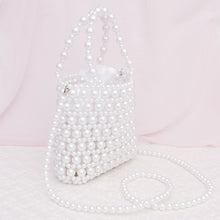 Load image into Gallery viewer, Top Handle Vintage Woven White Pearl Crossbody Bag
