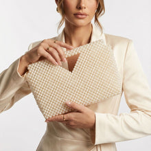Load image into Gallery viewer, Clutch Cream Pearl Open Top Handmade Bag
