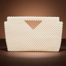 Load image into Gallery viewer, Clutch Cream Pearl Open Top Handmade Bag
