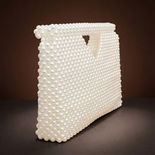 Load image into Gallery viewer, Clutch Cream Pearl Open Top Handmade Bag
