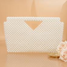 Load image into Gallery viewer, Clutch Cream Pearl Open Top Handmade Bag
