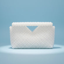 Load image into Gallery viewer, Clutch White Pearl Open Top Handmade Bag
