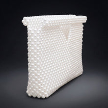 Load image into Gallery viewer, Clutch White Pearl Open Top Handmade Bag
