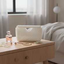 Load image into Gallery viewer, Clutch White Pearl Open Top Handmade Bag
