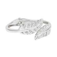 Load image into Gallery viewer, Cuff Polished Silver Rhinestone Wrap Leaf Bracelet
