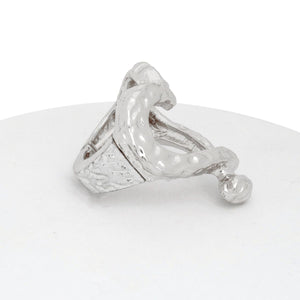 Ring Silver Metal Open Heart Stretch Statement