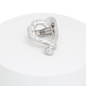 Ring Silver Metal Open Heart Stretch Statement