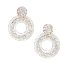 Load image into Gallery viewer, Drop White Marbled Ring Bling Earrings for Women
