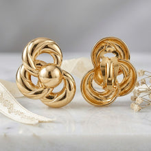 Load image into Gallery viewer, Chunky Gold Interlocking Knot 80s Stud Earrings
