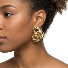 Load image into Gallery viewer, Chunky Gold Interlocking Knot 80s Stud Earrings
