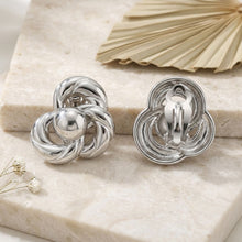 Load image into Gallery viewer, Chunky Silver Interlocking Knot 80s Stud Earrings
