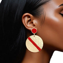 Load image into Gallery viewer, Drop Gold Party Ready Red Rhinestone Earrings
