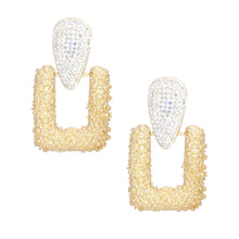 Load image into Gallery viewer, Drop Edgy Aurbo Stone Hinge Gold Square Earrings
