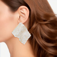 Load image into Gallery viewer, Studs Wavy Gold Rhinestone Glam Earrings Women
