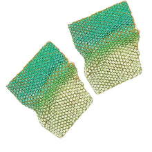 Load image into Gallery viewer, Studs Wavy Gold Green Ombre Glam Earrings Women
