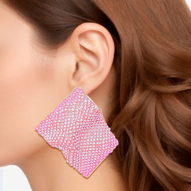 Studs Wavy Gold Pink Ombre Glam Earrings Women
