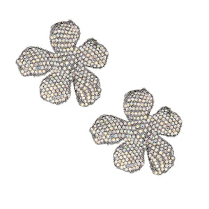 Stud Aurbo Rhinestone Encrusted Flower Earrings