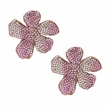 Load image into Gallery viewer, Studs Pink Rhinestone Encrusted Flower Earrings
