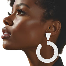 Load image into Gallery viewer, Drop Silver Metal Greek Key C Shaped Earring Women
