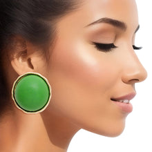 Load image into Gallery viewer, Studs Domed Green Wood Large Earrings for Women
