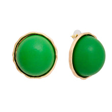 Load image into Gallery viewer, Studs Domed Green Wood Large Earrings for Women
